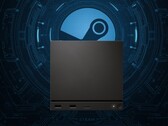 Valve Steam Machine ses framför Steam-logotypen