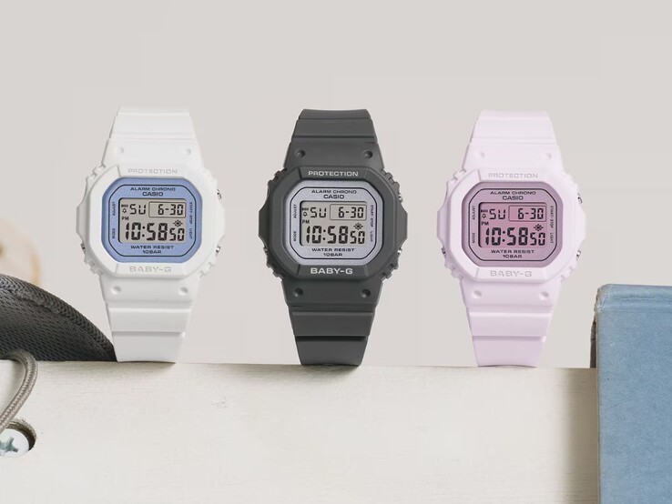 Från vänster till höger: klockorna Casio Baby-G BGD-565SC-2B, BGD-565SC-1 och BGD-565SC-4B