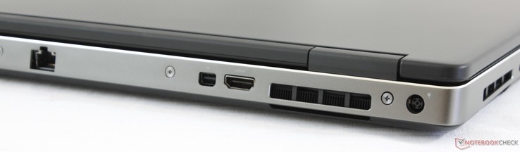 Baksidan: Gigabit RJ-45, mini DisplayPort, HDMI, AC-adapter