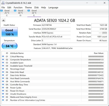 ADATA SE920 fungerar med PCIe 4.0 x4