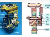 Fotografi och tvärsnittsprofil av Miniscope extra Large FOV (MiniXL). Bildkälla: UCLA via Science Advances; beskuren