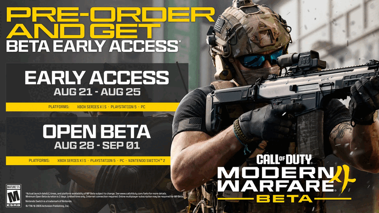 Scheman för tidig tillgång och öppen beta för Call of Duty: Modern Warfare 4.