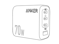Den nya Anker Zolo 4-port 70W väggladdaren (bilden) kommer enligt uppgift att ha en vikbar kontakt. (Bildkälla: @AnkerInsider på X/Twitter)
