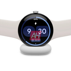 &quot;Pixel Watch 4&quot; på en laddare. (Bildkälla: Android Headlines)