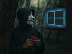 En person som bär en Guy Fawkes-mask tittar på en Windows-logotyp (Bildkälla: Peakpx och Ahmed Zayan via Unsplash; redigerad)
