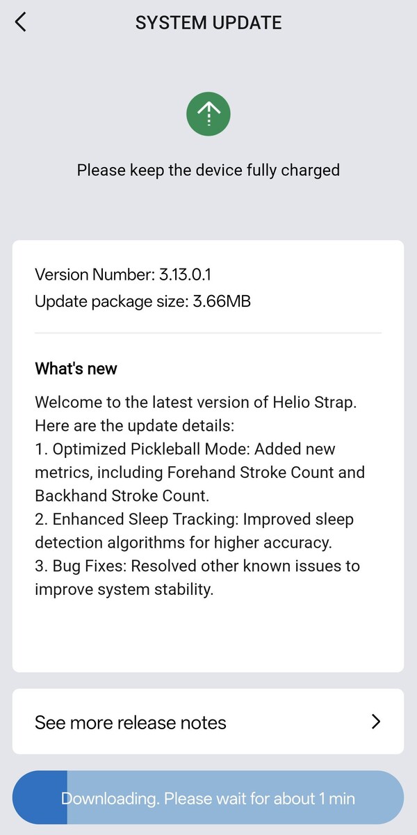 Släppanteckningarna för Amazfits Helio Strap firmware v 3.13.0.1