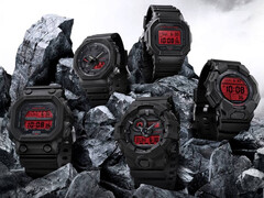 Alla 5 klockor i Casio Black and Bold Red-serien visas på bilden. (Bildkälla: Casio)