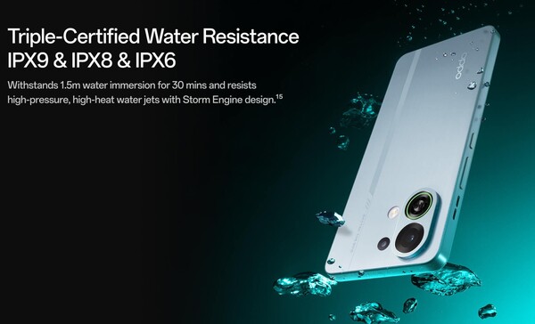 Oppo K13 Turbo-seriens smartphones är trippelcertifierade för vattentålighet. (Bildkälla: Oppo)