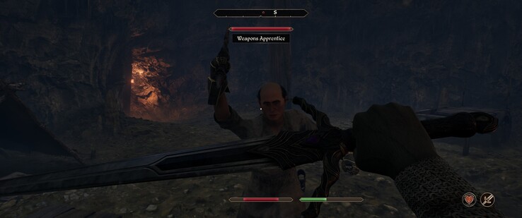 Det nya blocksystemet passar sömlöst in i striderna - tack och lov. Den här smedens assistent är ute efter oss. (Bildkälla: The Elder Scrolls IV: Oblivion Remastered)