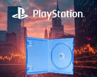 Banner för Sony-aktien som visas tillsammans med ett tomt fysiskt spelfodral