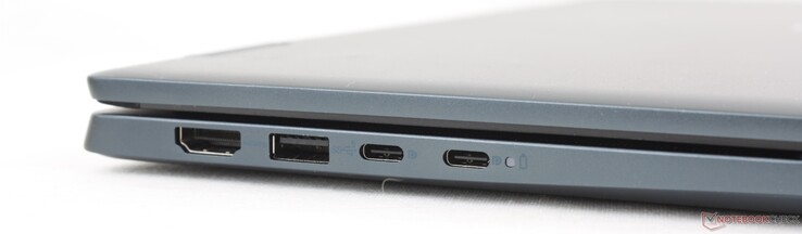 Vänster: HDMI 1.4, USB-A 3.2 Gen. 1, 2x USB-C 3.2 Gen. 2 m/ DisplayPort + Power Delivery