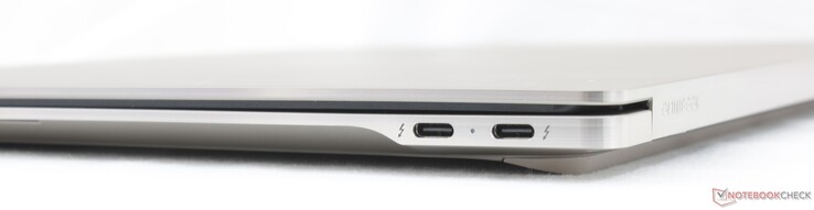 Höger: 2 st USB-C Thunderbolt 4 med DisplayPort 2.1 + Power Delivery 3.1