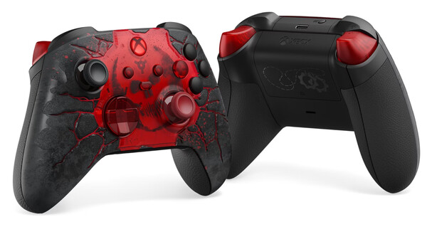 Kontrollen till Gears of War: E-Day Limited Edition har ett 3D-mönster på framsidan.