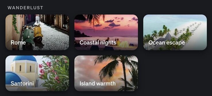 De fem nya Wanderlust-scenerna finns i Hue Scene Gallery. (Bildkälla: Philips Hue App skärmdump)
