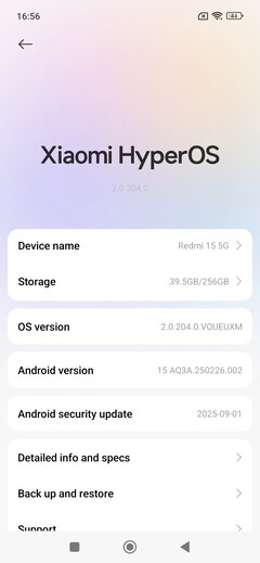 Xiaomi Redmi 15 5G programvara