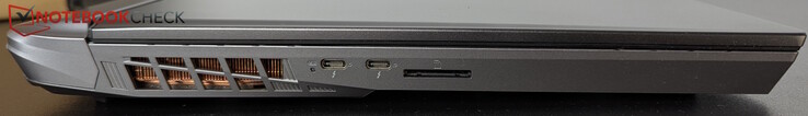 Vänster: 2x USB-C med TB5 och PD, SD-läsare
