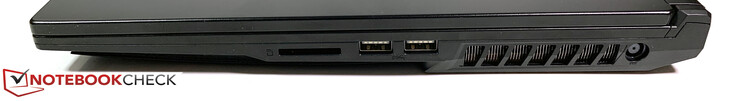 Höger: SD-kortläsare, 2x USB-A 3.1 Gen.1, ström