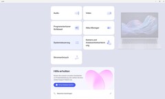 Huvudmenyn med inställningsalternativ
