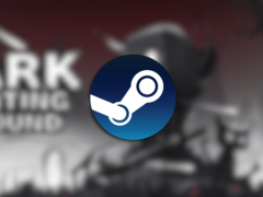 Dark Hunting Ground tillbringade nästan ett år i tidig åtkomst innan det släpptes 1.0. På bilden - den officiella spelbannern med Steam-logotypen ovanpå. (Bildkälla: Steam - Redigerad)