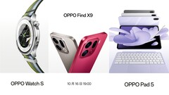 Förutom Oppo Find X9, som är huvudfokus, kommer även Oppo Watch S och Oppo Pad 5 att lanseras nästa vecka. (Bildkälla: Oppo, redigerad)