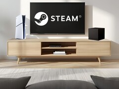 Valve Steam Machine bredvid PS5 i vardagsrummet (Bildkälla: Sony PlayStation, Valve med ändringar)