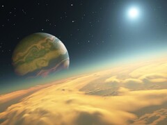 Representation av Kepler-1625b, en exoplanet som kretsar kring stjärnan Kepler-1625 i konstellationen Cygnus. (Bildkälla: AFP - RON MILLER / LEEMAGE)