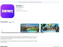 En skärmdump av Fortnite-listan på Apple&#039;s US App Store. (Bildkälla: Skärmdump från US App Store)