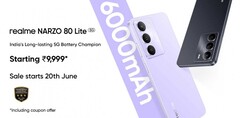 Realme Narzo 80 Lite 5G finns i kristallila och onyxsvarta färgalternativ (Bildkälla: Realme)