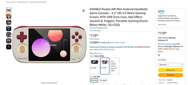 2GB RAM-varianten av Ayaneo Pocket Air Mini finns i två färger och levereras om några dagar