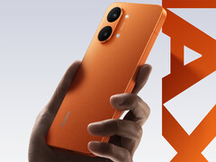 Turbo 5 Max kommer att erbjudas i iPhone 17 Pro-liknande orange färg. På bilden: en kampanjbild som visar baksidan av Sunshine Orange-modellen. (Bildkälla: Redmi)