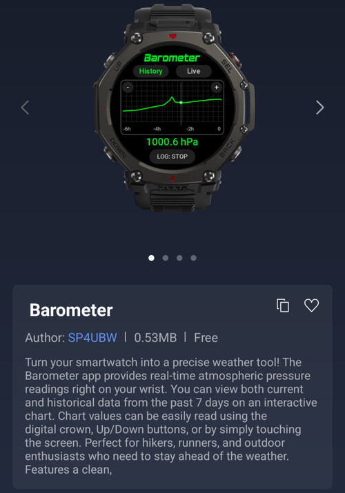 Barometer Mini-appen för Amazfit Smartwatches