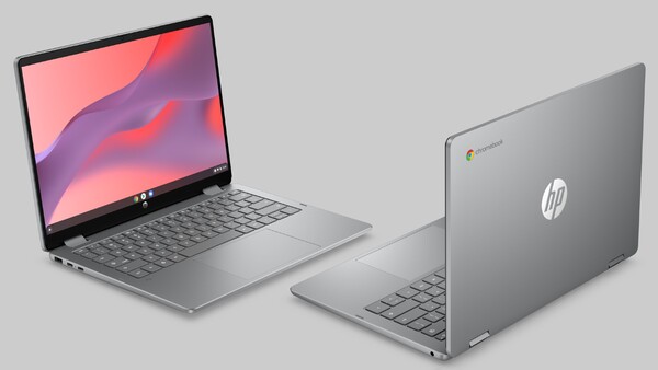 HP Chromebook x360 14 (2026) i Meteor Silver. (Bildkälla: HP)