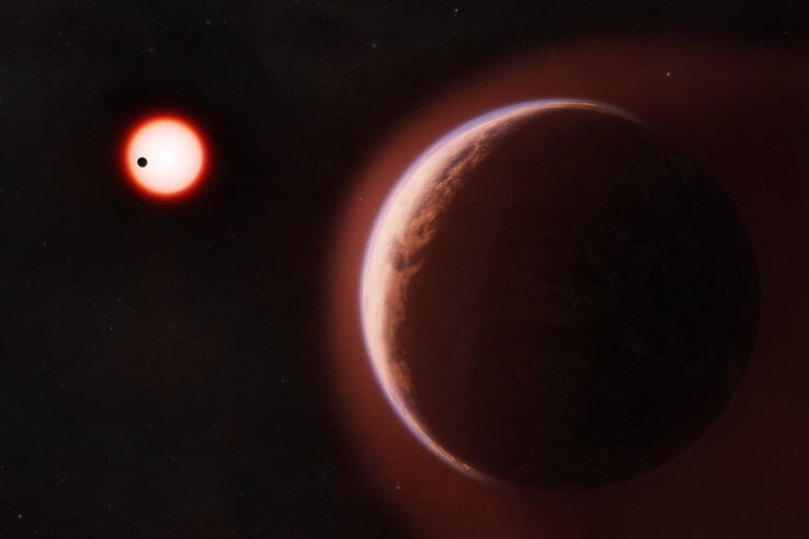 En konstnärsillustration som visar exoplaneten LHS 1140 b.