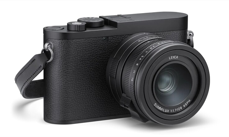 Leica Q3 Monochrom har inte någon röd Leica-logotyp.
