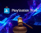 Banner som visar en domarhammare i samband med rättsprocesserna kring PlayStation Store