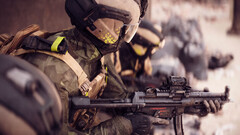 En soldat från en av fraktionerna i Battlefield 6 håller i en SMG. (Bildkälla: EA)