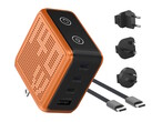 BMX GaNsta Pixel 140W-laddaren kan ladda upp till fyra USB-enheter samtidigt och levereras med nätadaptrar för hela världen.