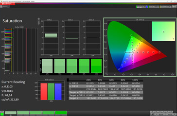 Färgmättnad (målfärgrymd: sRGB; profil: naturlig) - intern display