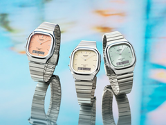 Casio AQ-240E-4A, AQ-240E-7A2 och AQ-240E-2A (från vänster till höger) har mjuka, pastellfärgade urtavlor.
