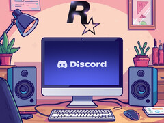 Discord syns på PC-skärmen under Rockstar Games logotyp (Bildkälla: Discord, Rockstar Games med ändringar)