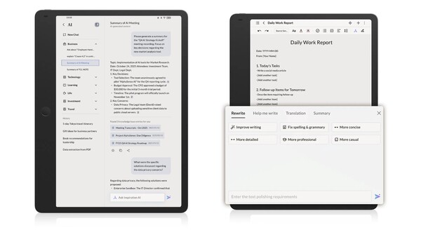 TCL Note A1 NxtPaper kommer med flera AI-funktioner. (Bildkälla: TCL)
