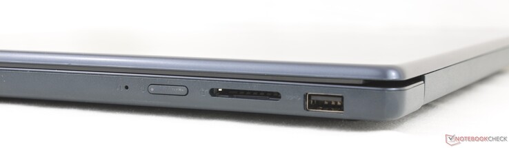 Till höger: OneKey Recovery, strömbrytare, SD-kortläsare, USB-A (5 Gbps)