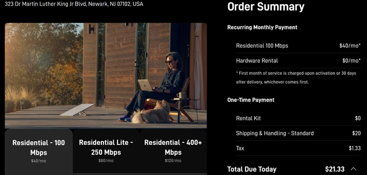 Erbjudandet på 40 USD för Starlink 100 Mbps Residential-abonnemang. (Bildkälla: Starlink)