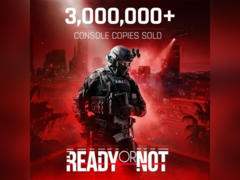 En banner som meddelar att Ready or Not sålts i 3 miljoner exemplar (bildkälla Void Interactive X)