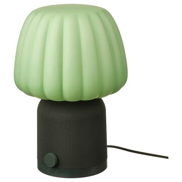 Kulglass Bluetooth-högtalarlampa i grönt. (Bildkälla: IKEA)