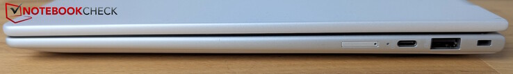 Till höger:  SIM, USB-C (10 Gbps), USB-A (5 Gbps), Kensington
