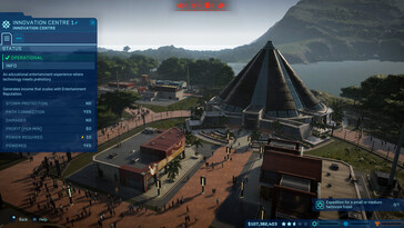 En bild som visar en spelsekvens i Jurassic World Evolution.