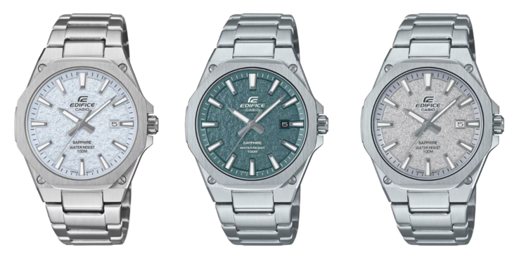 Från vänster till höger: Casio EFR-S108DE-2AV, EFR-S108DE-3AV och EFR-S108DE-8AV klockor. (Bildkälla: Casio)