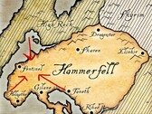 Karta över provinsen Hammerfell från The Elder Scrolls-universumet.