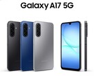 Galaxy A17 5G finns i färgerna svart, blå och grå. (Bildkälla: Samsung)